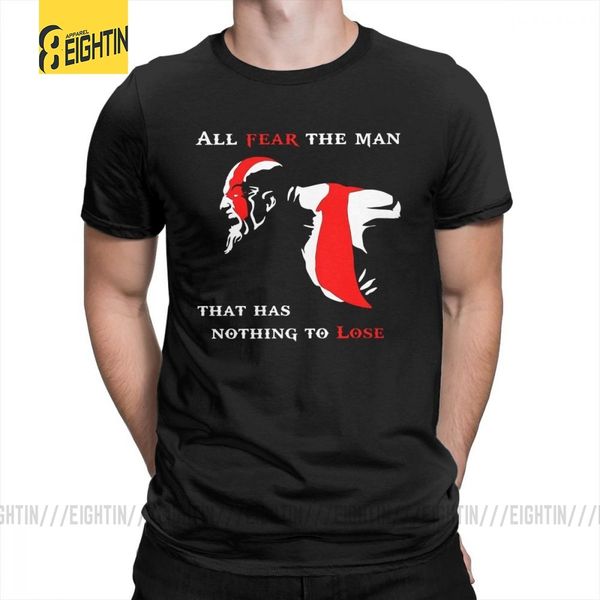 

god of war fear the man kratos gaming t shirt men summer style vintage t-shirts round collar pure tees sport hooded sweatshirt hoodie