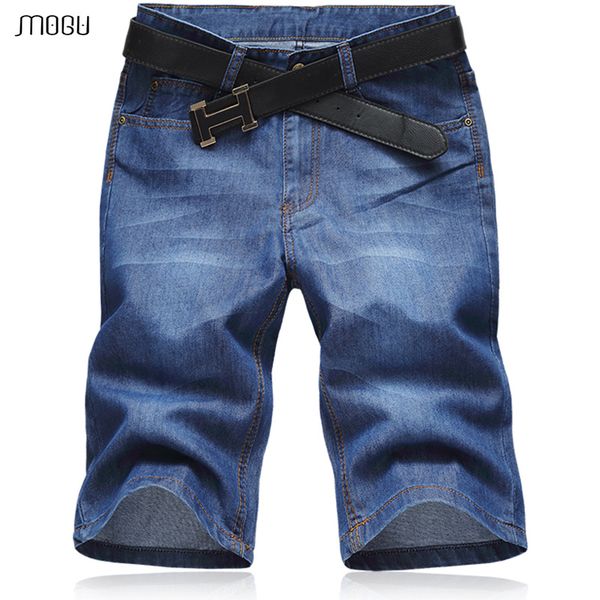 

mogu classic mens denim shorts summer new vogue casual blue short jeans cotton pants many sizes available 52 q0105, Black;white
