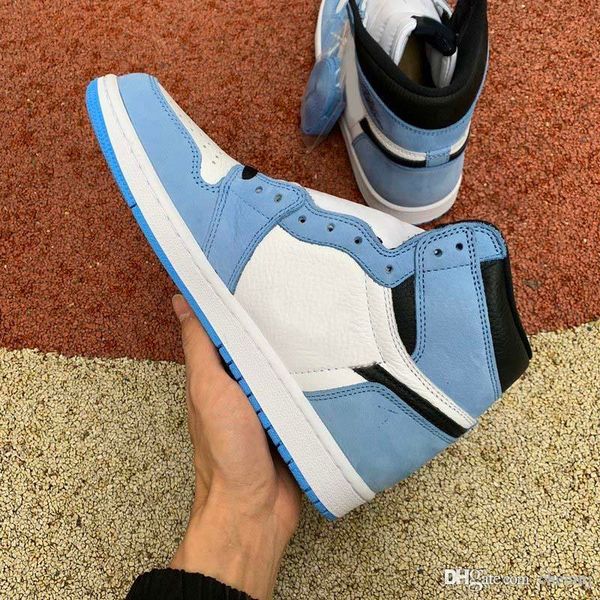 

new release air authentic 1 high og university blue outdoor shoes white men midnight blue black retro sneakers zapatos sports with box