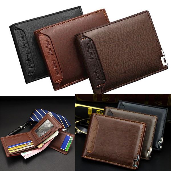 

fashion men's wallets money bags business short wallet famous vintage male wallet purse, Red;black