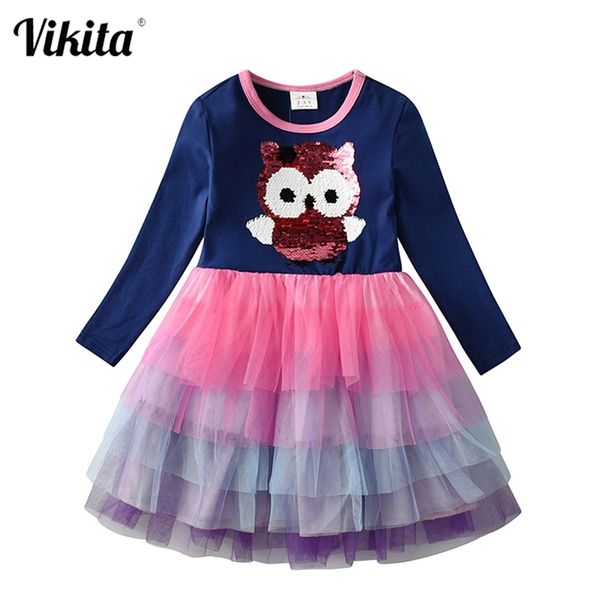 

vikita baby girls dresses long sleeve girls sequins dress star print party dress children flare sleeve clothes toddler clothing lj200923, Red;yellow