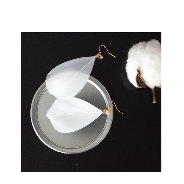 

natural feathers shiny zircon retro earring female feather earrings influx of people exaggerated personality ear sqcmjf new_dhbest, Silver