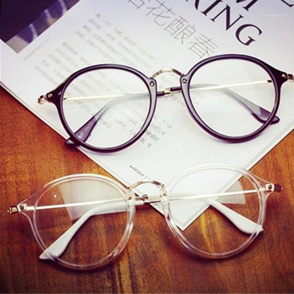 

2020 Women Retro Myopia Eyeglasses Female Clear Lens Eye Glasses Frame Vintage Optical Transparent Frame1, Black