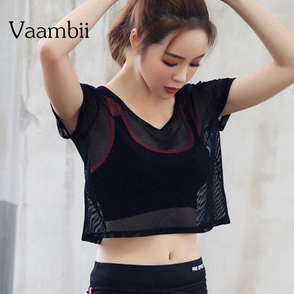 

yoga outfits mesh crop gym sport female short sleeve plus size fitness sporty workout ladies running training sportswear1, White;red
