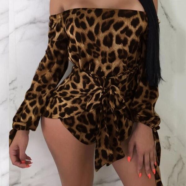 

feitong leopard clubwear women jumpsuit rompers womens bodysuit strapless shoulder bodysuit macacao feminino 9m3, Black;white