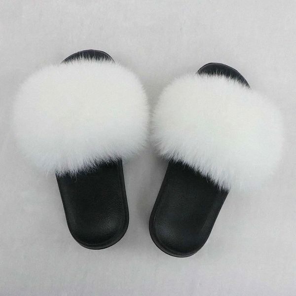 

summer fluffy fur slippers shoes women real flip flop flat slides outdoor sandals ladies amazing shoes 2020 #7d20, Black