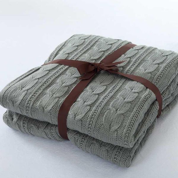 

120*180cm knitted blanket cotton knitted throw with super soft warm blanket cover double cable knit