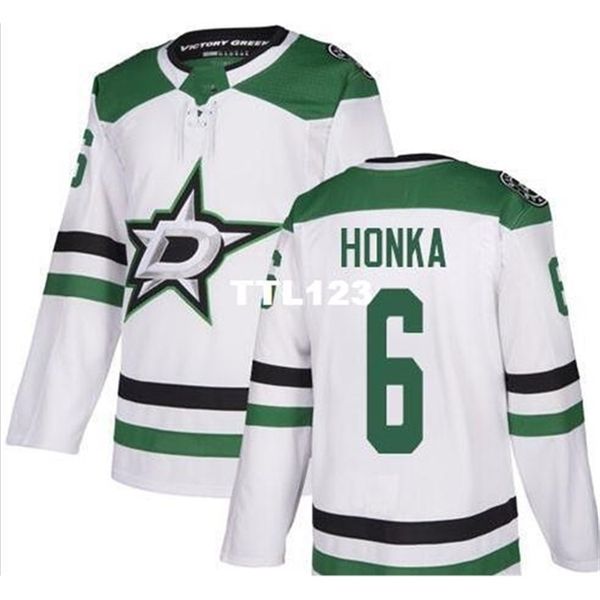 

real 121 real full embroidery 2017-2018 season mens dallass stars #6 julius honka hockey jersey or custom any name or number hockey jersey, Black