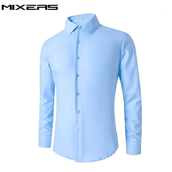 

2018 fashion men's formal dress shirts long sleeve slim fit cotton casual shirt student blue wedding shirt men clothes camisas1, White;black