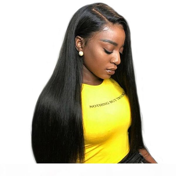 

250 density full lace human hair wig for black women long black brazilian virgin hair silky straight lace front wigs with baby hair, Black;brown