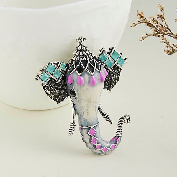 

1pc sika deer elephant animal insect pattern alloy painting rhinestone brooch women's fashion gift, Gray
