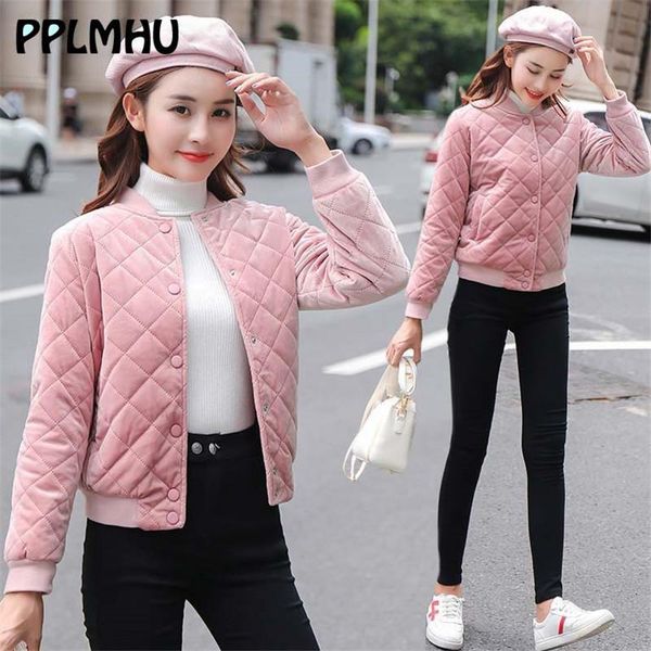 

candy color pink baseball jacket velvet spring new white casual short thin outwear women basic black khaki cropped button coat, Black;brown