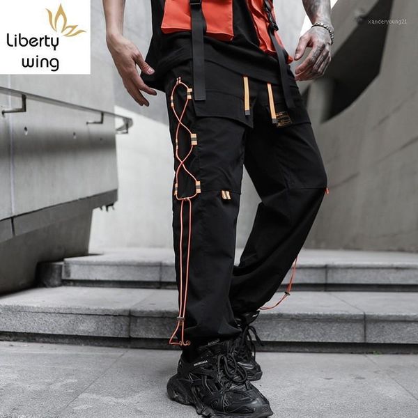 

men's pants spring summer men casual harem street elastic waist drawstring black hip hop personality loose fit trousers male1