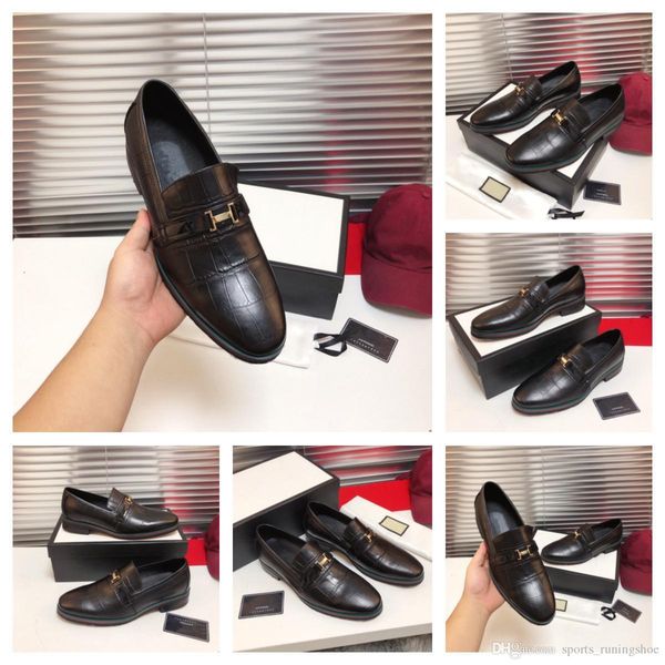 

g1 2020 big plus size 38-45 leather luxury men shoes fashion loafers breathable casual slip on business wedding dress shoes male shoes 22, Black