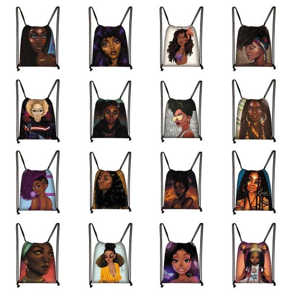 

afro girls drawstring bags backpack students travel bag american africa women luxury designers bag black girls shopping storage bags e123004