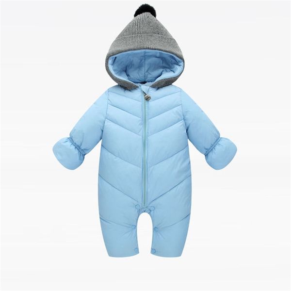 

arloneet baby boys girls plush and velvet warm hooded romper autumn and winter thick rompers warm cotton clothes jumpsuit gd09 y200320, Blue