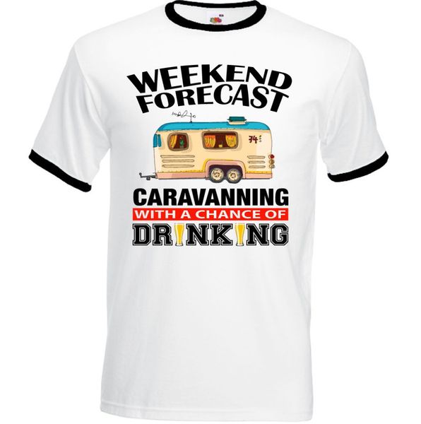

sport 2019 creative novelty cotton weekend forecast caravanning drinking - mens funny t-shirt caravan club order t shirts