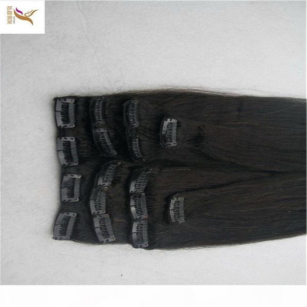 

brazilian remy 8a straight hair clip in human hair extensions black color 7 pieces set 100g