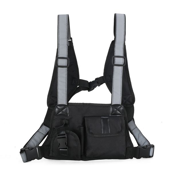 

hip hop tactical vest multifunction chest bag men women waist bag reflective shoulder strap vest nylon street style chest rig c1026