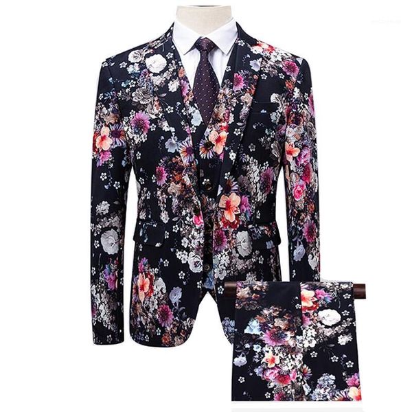 

2020 classic men flower dress mens suit three-piece suit slim fit male wedding party suits man blazer jackets vest pant size 6xl1, White;black