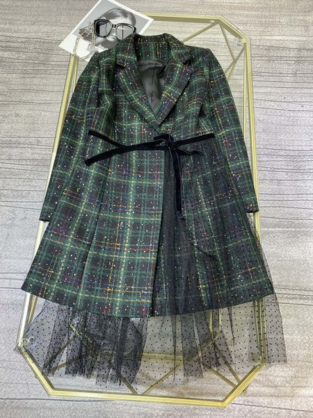 

luxury design woolen coat women's autumn and winter 2020 new woolen coat mid-length hepburn style thick coat ing, Blue;gray