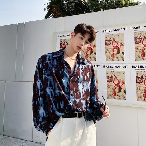 

trends 2020 products vintage mens clothing for the summer shirts flowers man long sleeve fashion mens designer shirts korean1, White;black