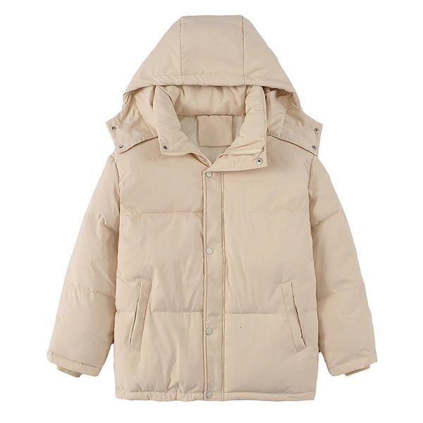 

2021 winter women new keep warm solid color hooded cotton clothes female simplicity zippers and buttons placket coat chic, Black