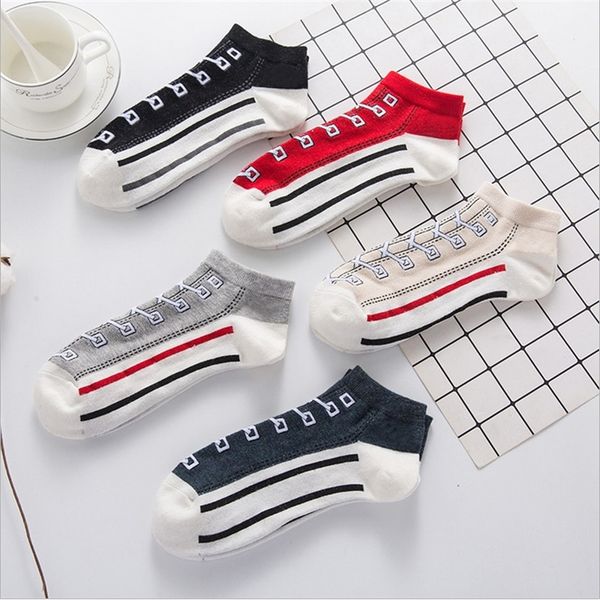 

new comfortable cotton sock slippers socks fashion simulation printed ankle socks t200916, Black