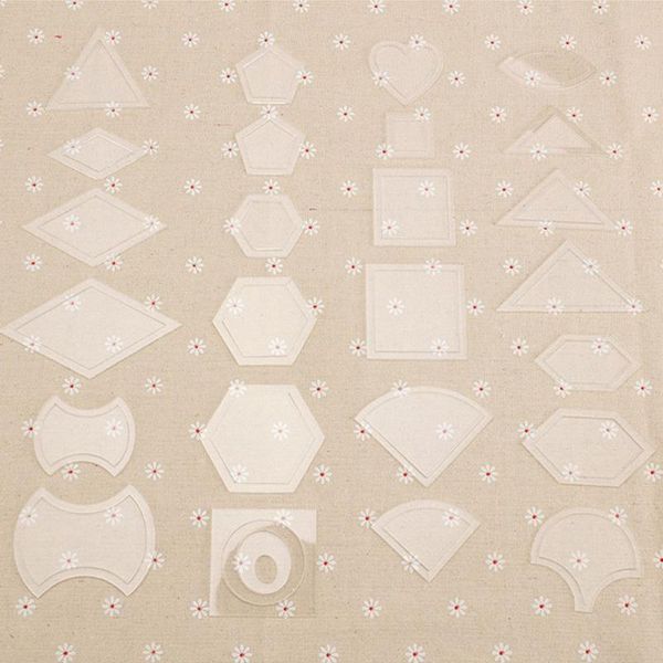 

27 set sewing craft diy tool patchwork templates kit mixed handmade accessories stencils transparent reusable acrylic ruler, Black