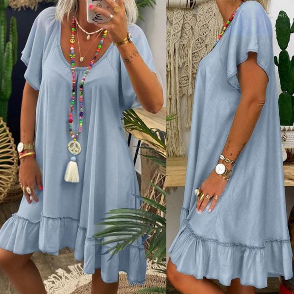 

casual dresses 2021 spring summer office plus size dress women solid v-neck long sleeve mini elegant woman loose lady dresses1, Black;gray