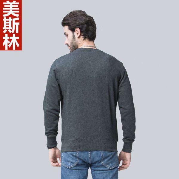 

autumn sports crew neck long sleeve winter light board slim t-shirt men's running training leisure pullover, Gray