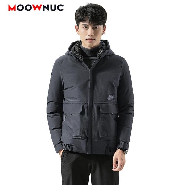 

men's down & parkas male solid thick winter jacket windbreaker fashion coat warm outwear 2021 autumn overcoat trench fit moownuc, Black