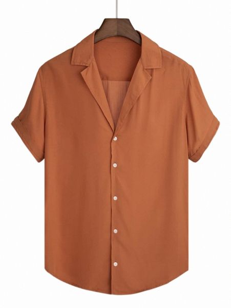 

men lapel neck curved hem shirt w6ds#, White;black