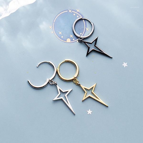 

hoop & huggie 925 sterling silver star ray geometric drop earrings fashion fine jewelry for women wedding party gift1, Golden;silver