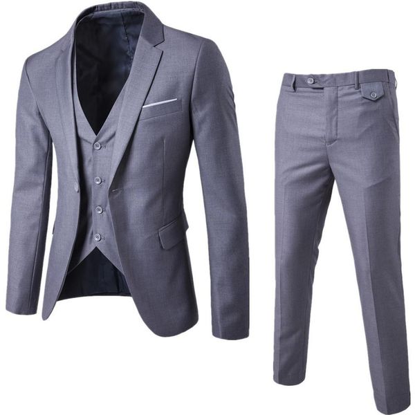 

3pcs set luxury plus size men suit set formal blazer vest pants suits sets asian size for men's wedding office business suit set c1007, White;black