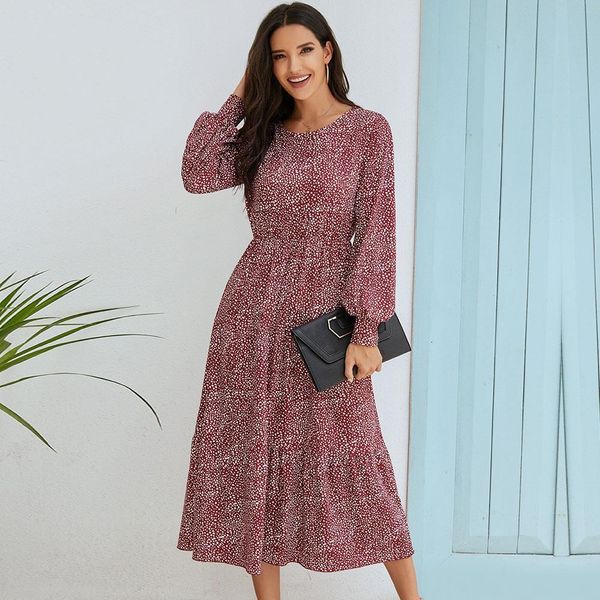 

women's long dress for urban leisure and autumn, polka dots,woman's dress puff sleeves, boho dress, party dress, 2021 dress, Black;gray