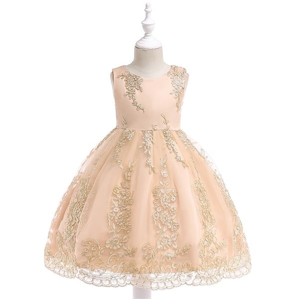 

retail new arrival girl princess dresses children girl exquisite embroidery champagne party dress for flower girl dress l9028 t200709, Red;yellow