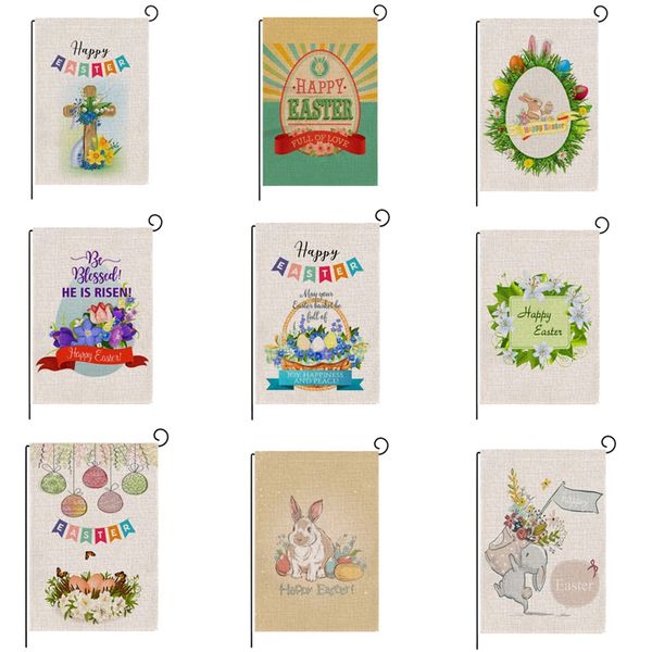 

new easter garden flags colorful double-sided printing bunny cross egg letters pattern flag banners customized 126 n2