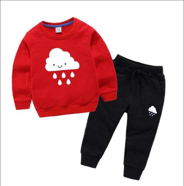 

new kids sets jacket kids hoodies sweater and pants 2pcs/sets children sport set baby boys girls winter coats pants sets, White