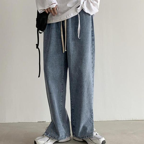 

men's jeans justar trendy casual pants loose wide leg mopping, Blue