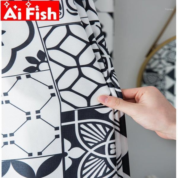 

moroccan black and white ethnic patchwork bedroom curtains exotic geometry semi-shading curtains for living room drapes my527-51