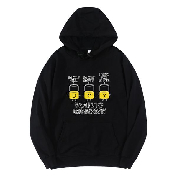 

realists the only ones who know pure cotton men hoodies streetwear autumn sweatshirt women hip hop hoodie pullover men's c0127, Black
