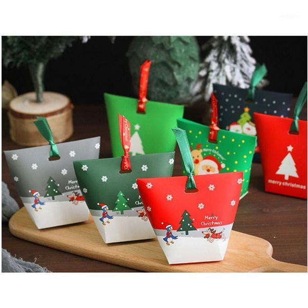 

gift wrap 5pcs christmas candy box wedding decoration for home santa claus pattern leather rope paper bag1