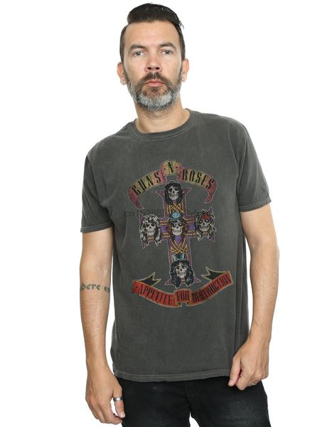 

absolute cult guns n roses men's distressed appetite for destruction washed t-shirt sport hooded sweatshirt hoodie