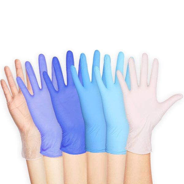 100 Stück Einweg-Gummi-Latex-Handschuhe, 7 Farben, Lebensmittel und Getränke, dickere, langlebige Haushalts-Reinigungshandschuhe, experimentelle Handschuhe 201207