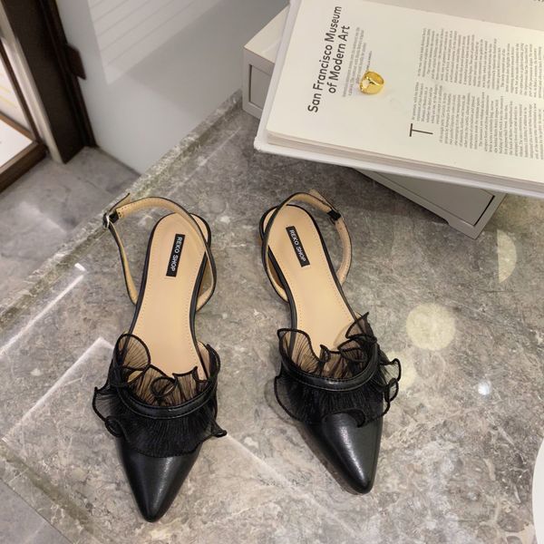 

2021 new mode summer pointed lace-style wome oceanic shoes 6hlc, Black