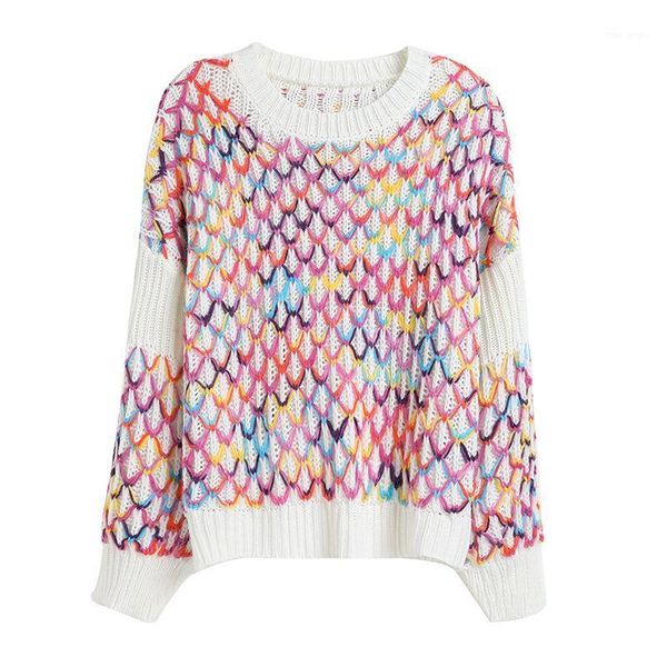 

fannic 2020 fashionable casual loose pullover long sleeve knitting round neck sweater for women1, White;black