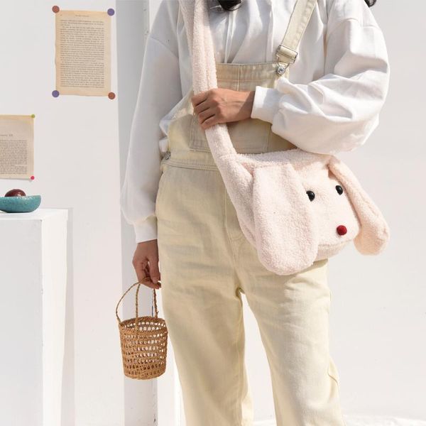 

three-dimensional shoulder bag plush plush big ears cute messenger bag