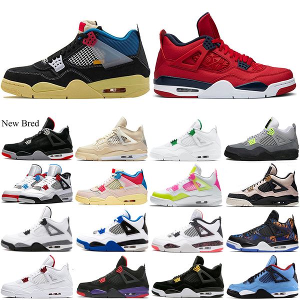 

men 4 4s basketball shoes bred union brigade blue laser-black gum cavs lemon venom black-cat mens trainers sport sneakers 7-13, White;red