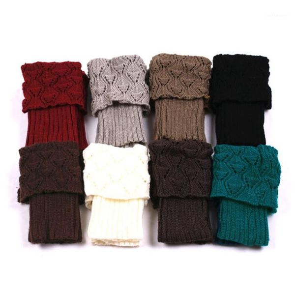 

1 pair winter women crochet boot cuffs knit ers boot socks1, Black;white